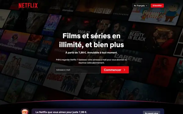 Publicité Netflix, films et séries